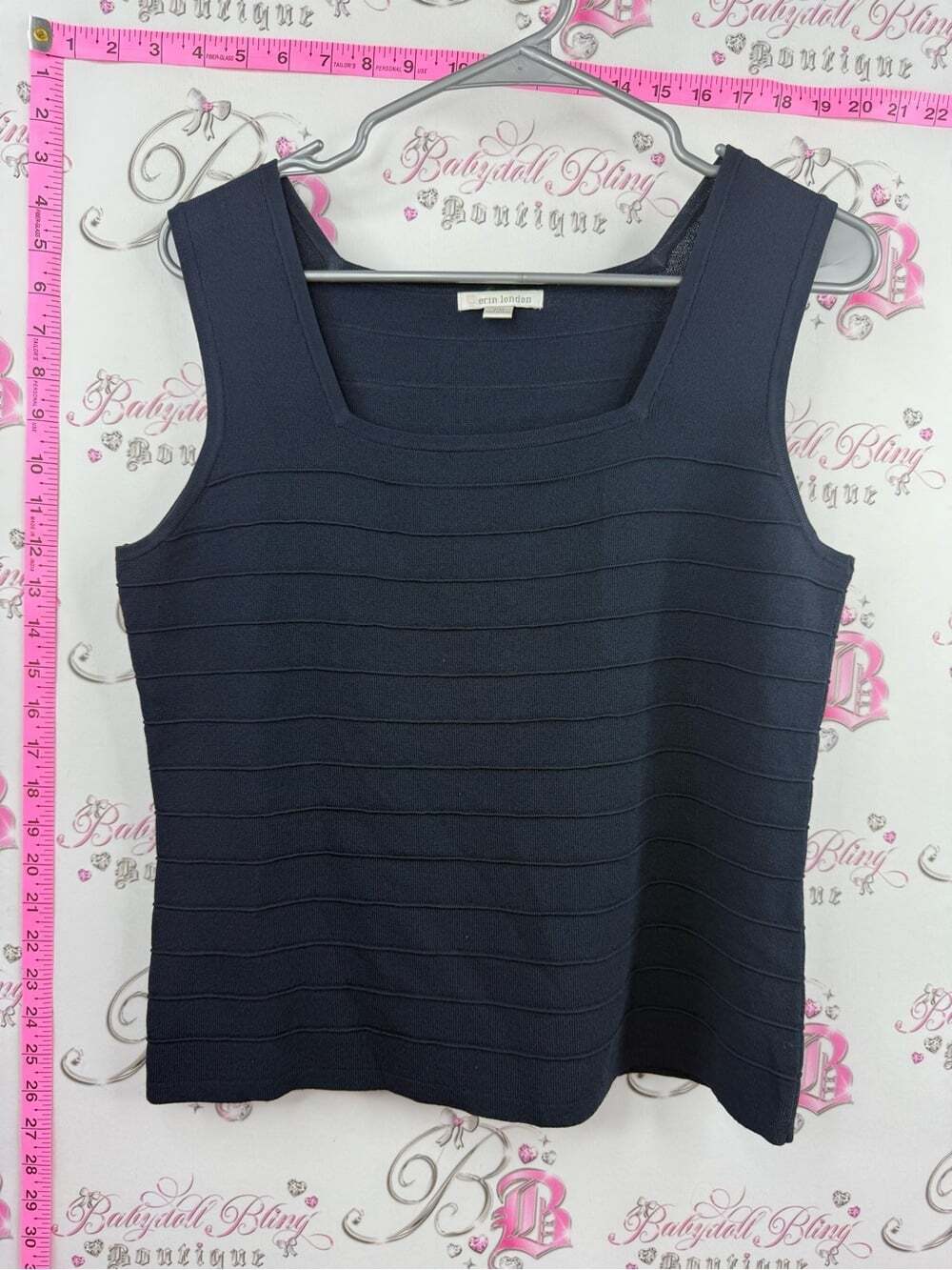 erin london bodycon tank top y2k Navy Square-Neck Ribbed Tank